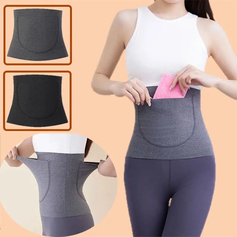 Women's Thermal Waist Belt – Double Pocket Belly Warmer Shaper