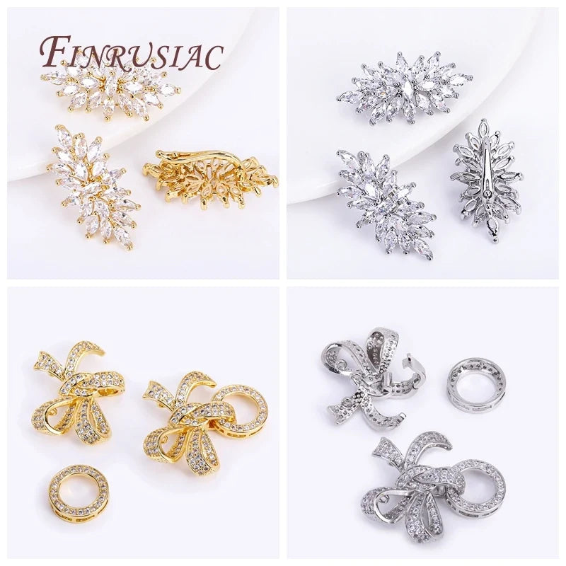18K Gold Plated Zircon Magnetic Pearl Clasp | DIY Jewelry Findings