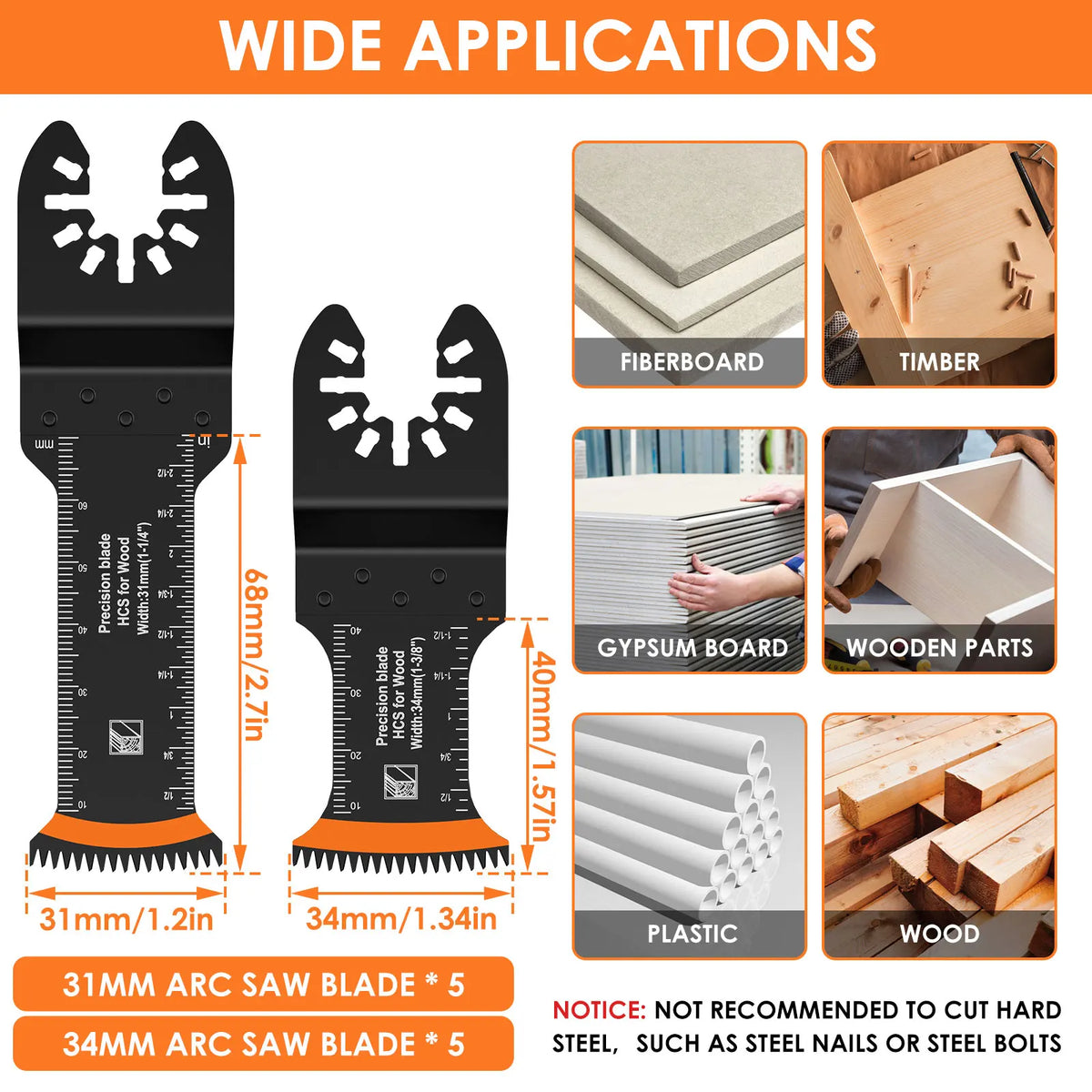 Oscillating Multitool Saw Blades – 24 Pc High Carbon Steel Set