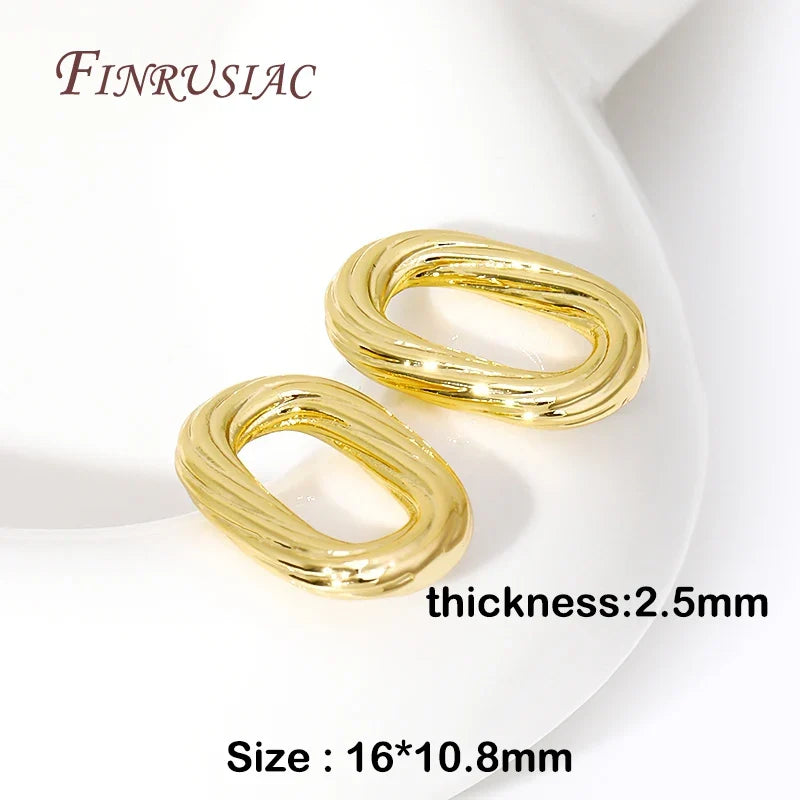18K Gold Plated Brass Oval Twist Ring Connectors | DIY Jewelry