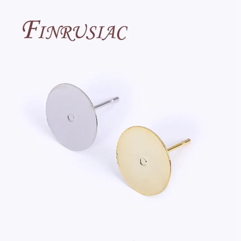 50Pcs 18K Gold Plated Blank Stud Earring Bases – DIY Jewelry