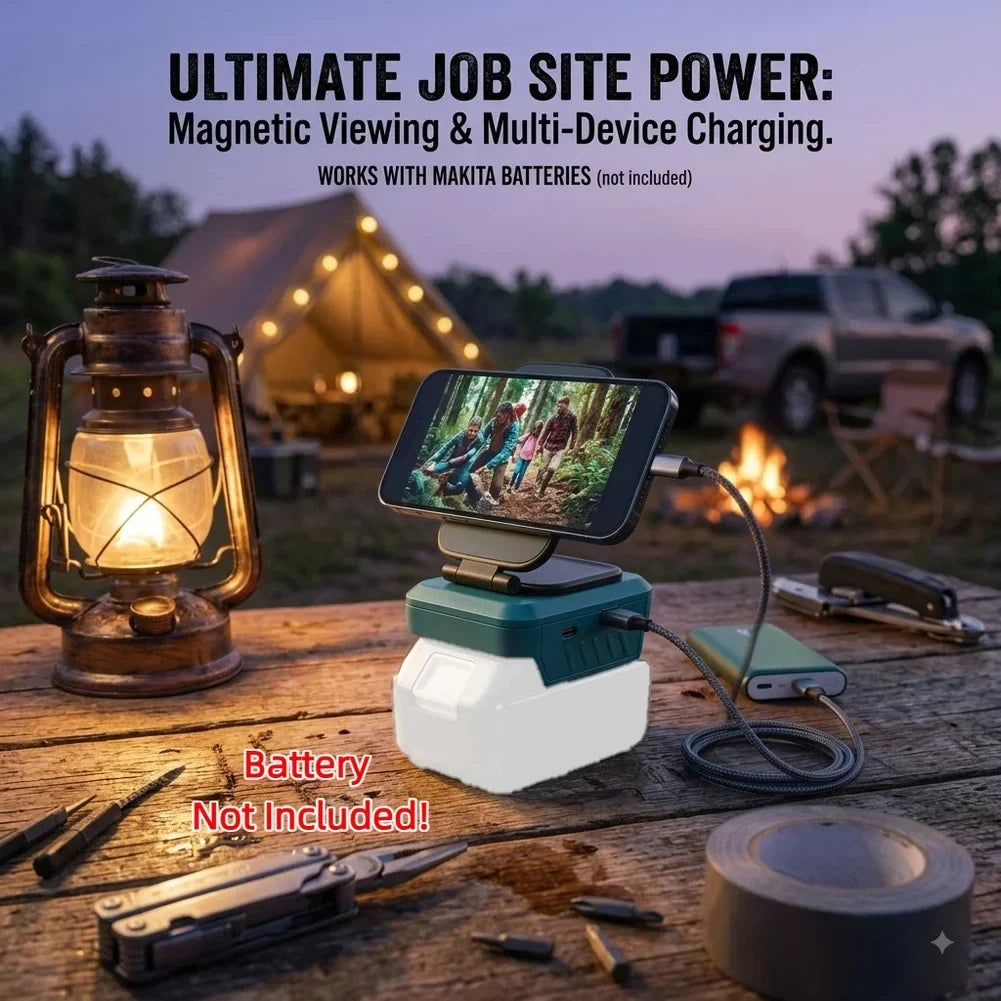 Magnetic Phone Holder Battery Adapter | Dual USB Charger 18V