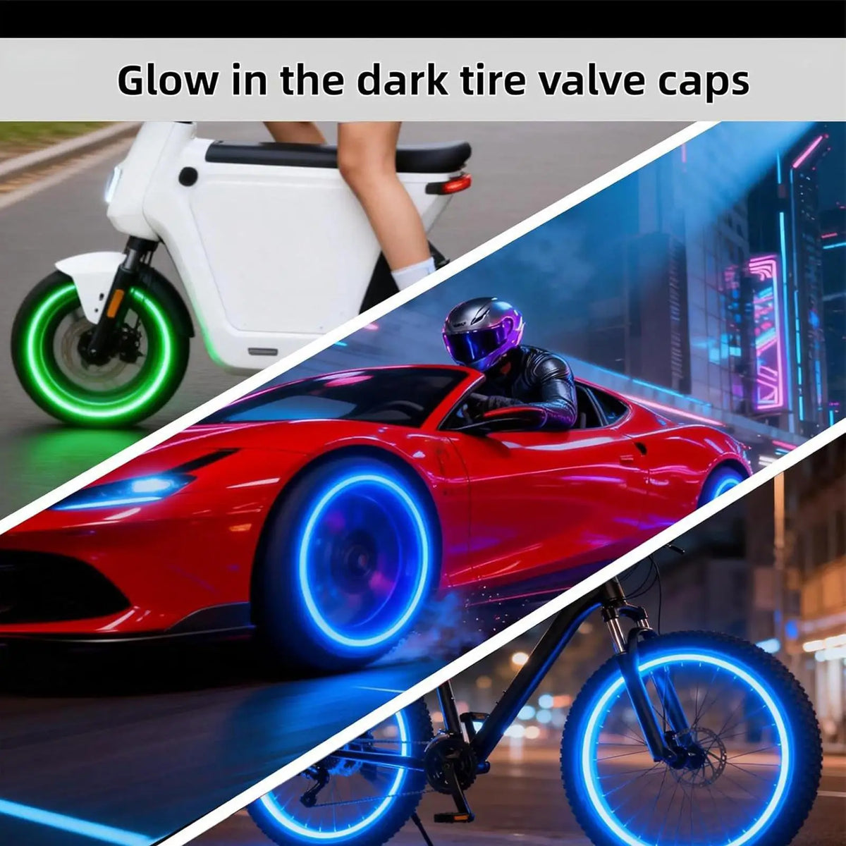 20pcs Glow-in-the-Dark Tire Valve Caps | Fluorescent Stem Covers