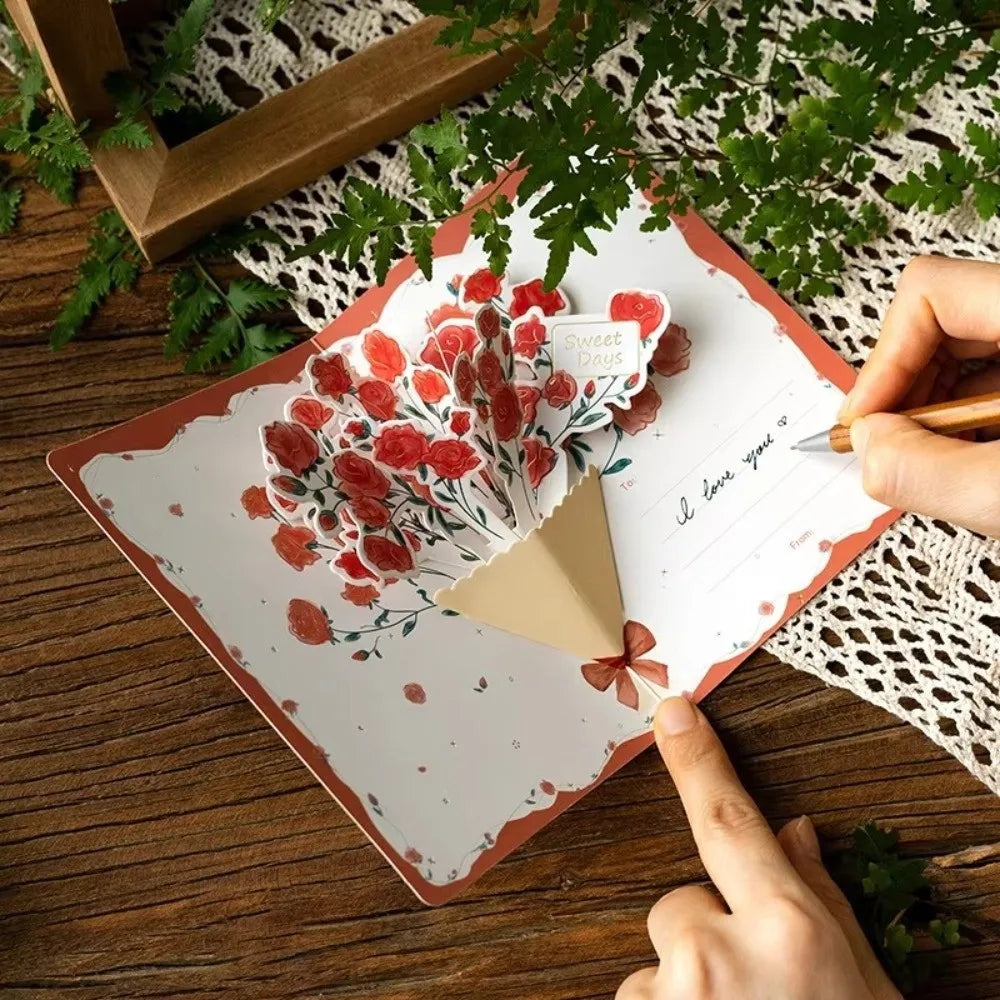 3D Pop-Up Flower Greeting Card – Handmade Valentine's Day Card