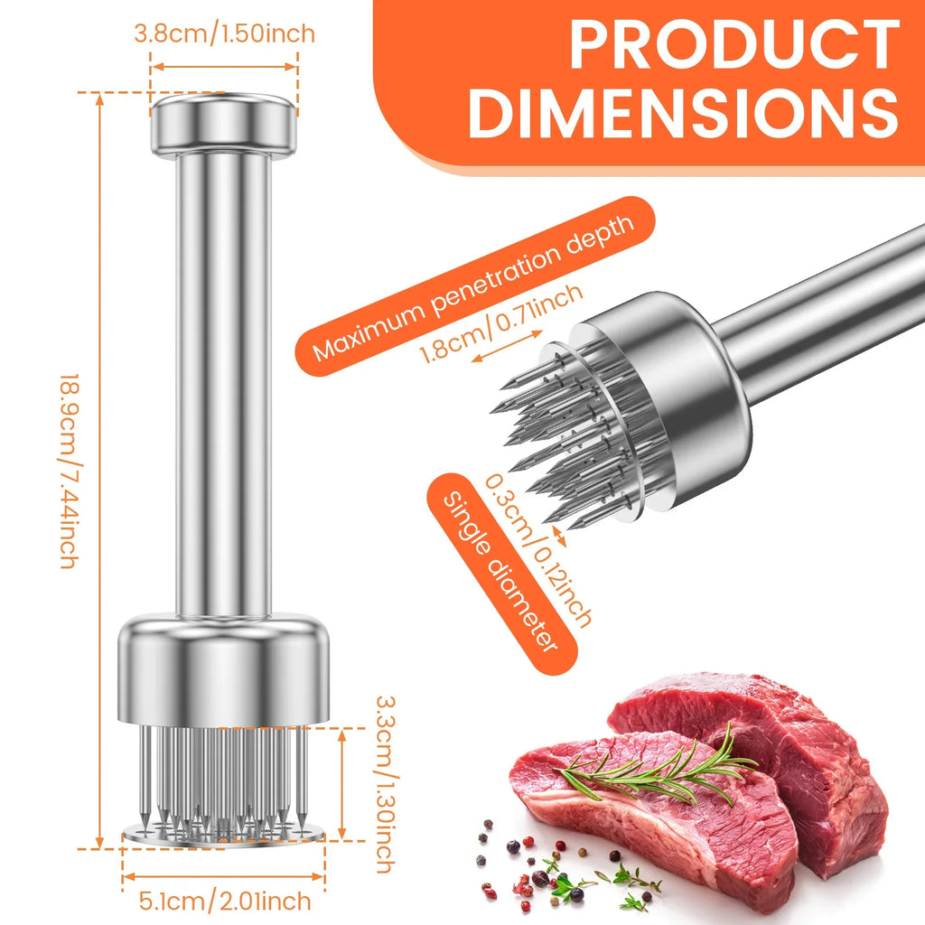Nixie 21-Needle Handheld Meat Tenderizer – Stainless Steel