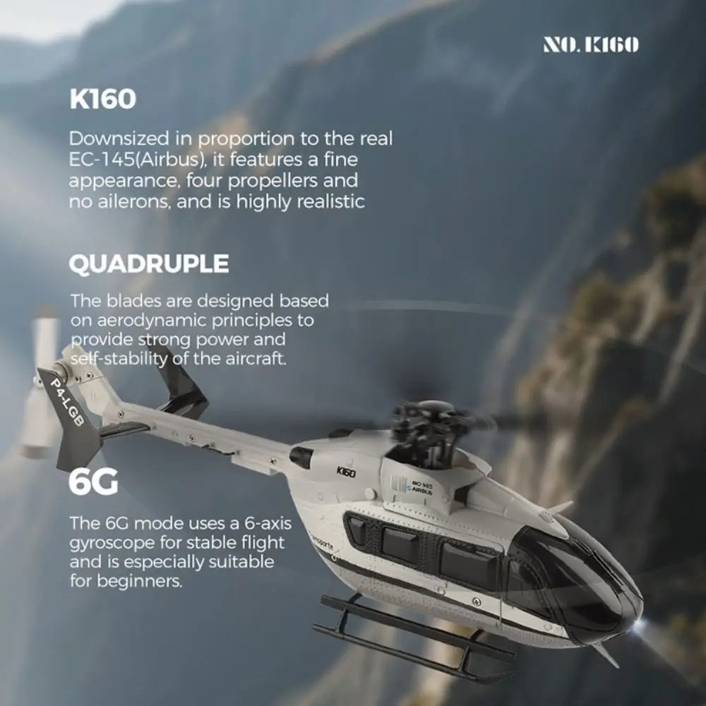 K160 4-Channel RC Helicopter 6-Axis Gyro | USB Rechargeable