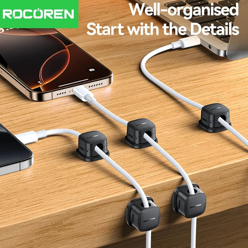 Rocoren Magnetic Cable Organizer 6PCS – Under Desk Wire Clips