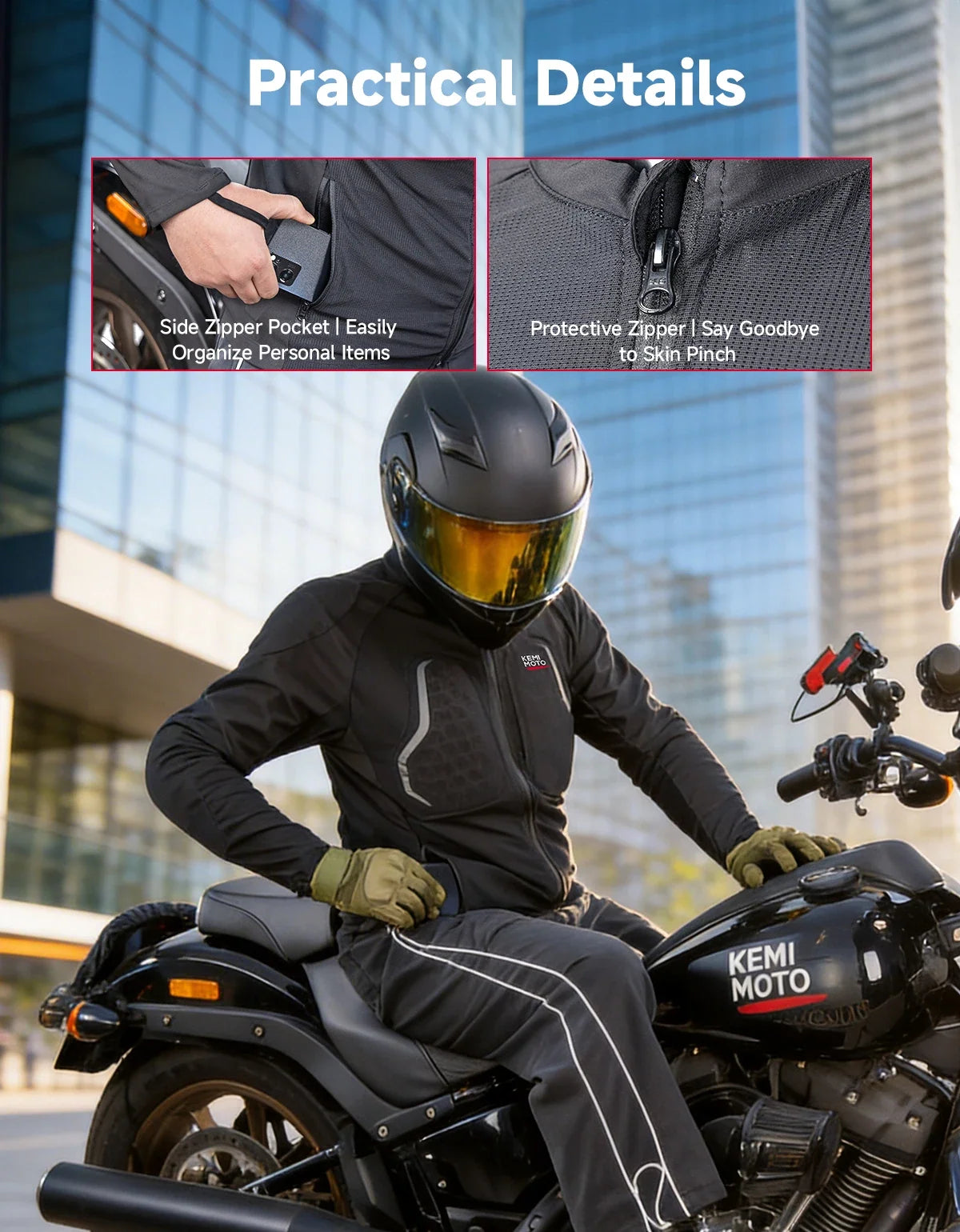 KEMITOUR CE Certified Motorcycle Armor Jacket | Breathable Mesh