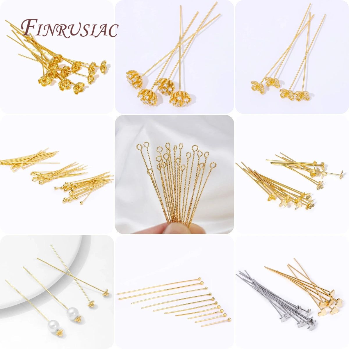 18K Gold Plated Ball Head Pins – Long Stem Beading Pins