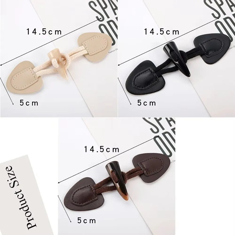 Vintage Horn Buckle PU Leather Sew-On Buttons for Coats & Bags