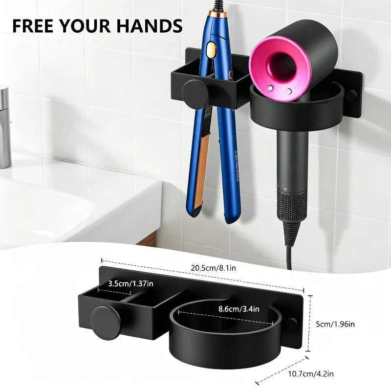 Wall Mount Hair Dryer Holder & Styling Tools Organizer Rack