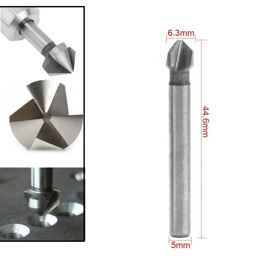 3 Flute HSS Countersink Drill Bit 90° Chamfer – 6 Sizes