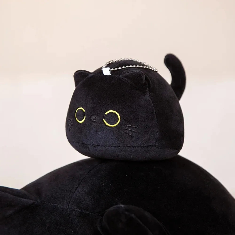 Round Black Cat Plushie – Soft Stuffed Ball Cat Toy | 4 Sizes