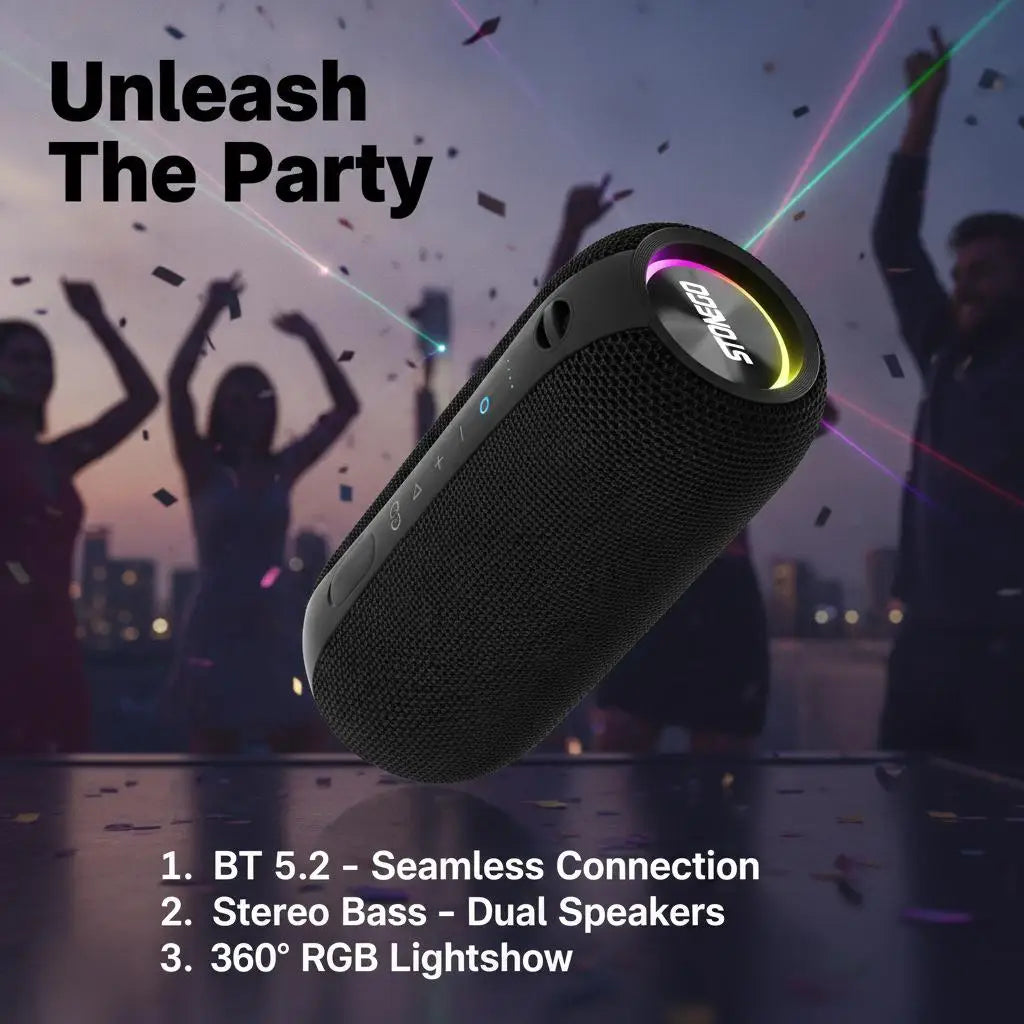 STONEGO Cyberpunk RGB Bluetooth Speaker – TWS Stereo Bass