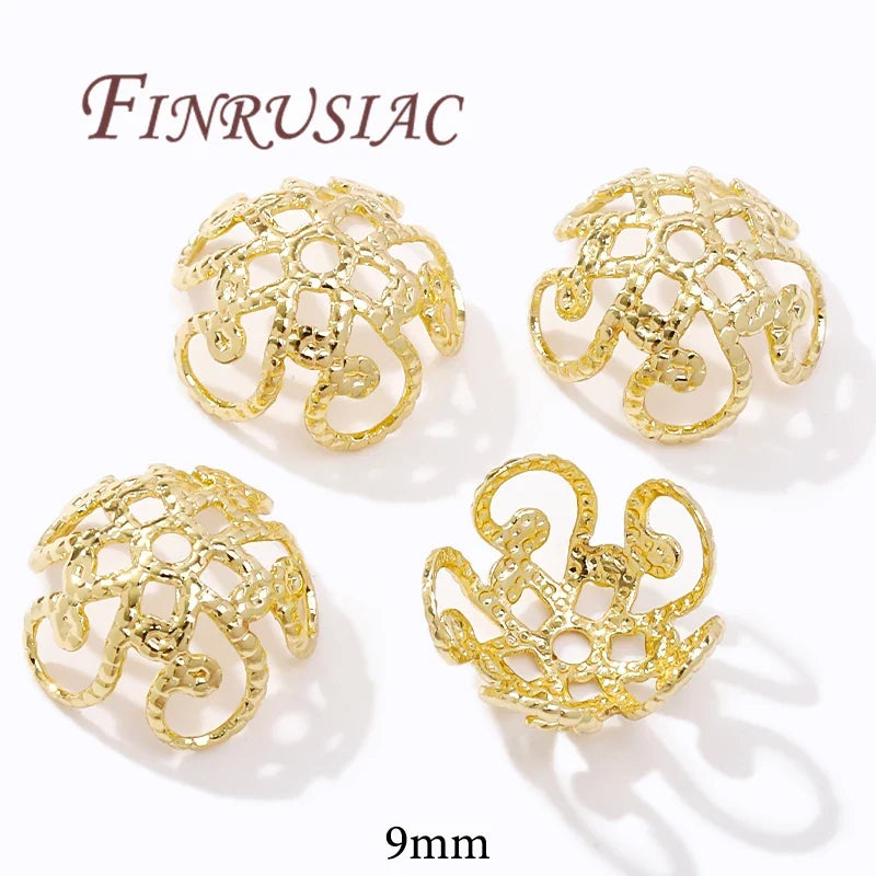 18K/14K Gold Plated Filigree Flower Bead Caps – Jewelry Making