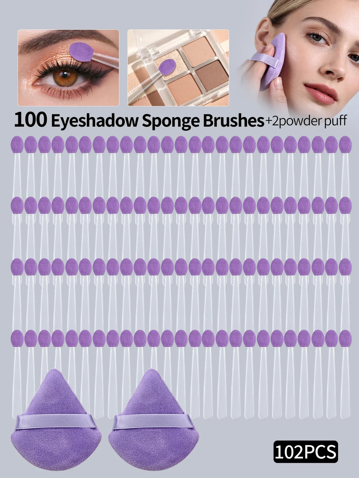 102pcs Disposable Sponge Eyeshadow & Nail Art Brushes Kit
