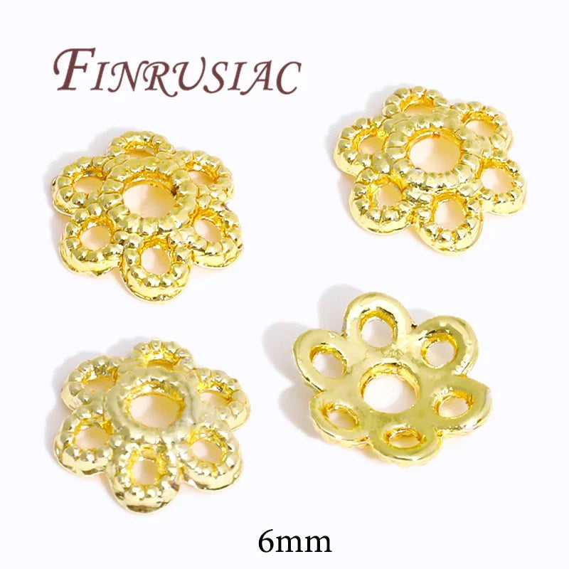 18K/14K Gold Plated Flower Bead Caps – DIY Jewelry Spacers