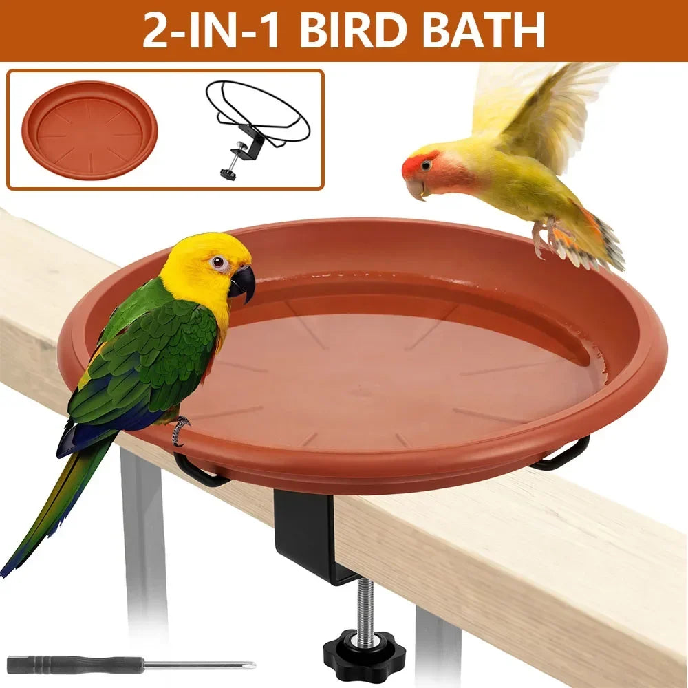 Clamp-On Railing Bird Bath – Deck Mount Plastic Birdbath Tray