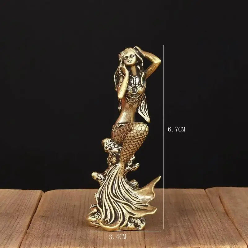 Mini Brass Mermaid Figurine Statue – Home Decor & Gift