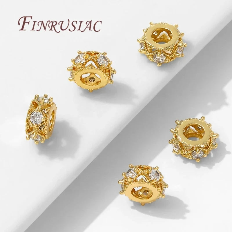 18K Gold Plated Zircon Round Spacer Beads – DIY Jewelry Making