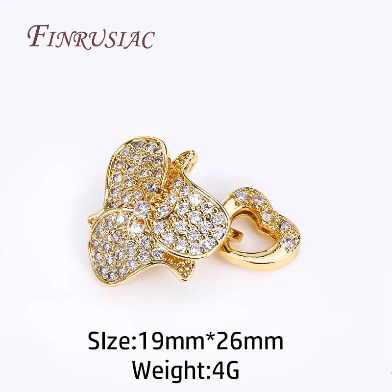 18K Gold Plated Zircon Magnetic Pearl Clasp | DIY Jewelry Findings