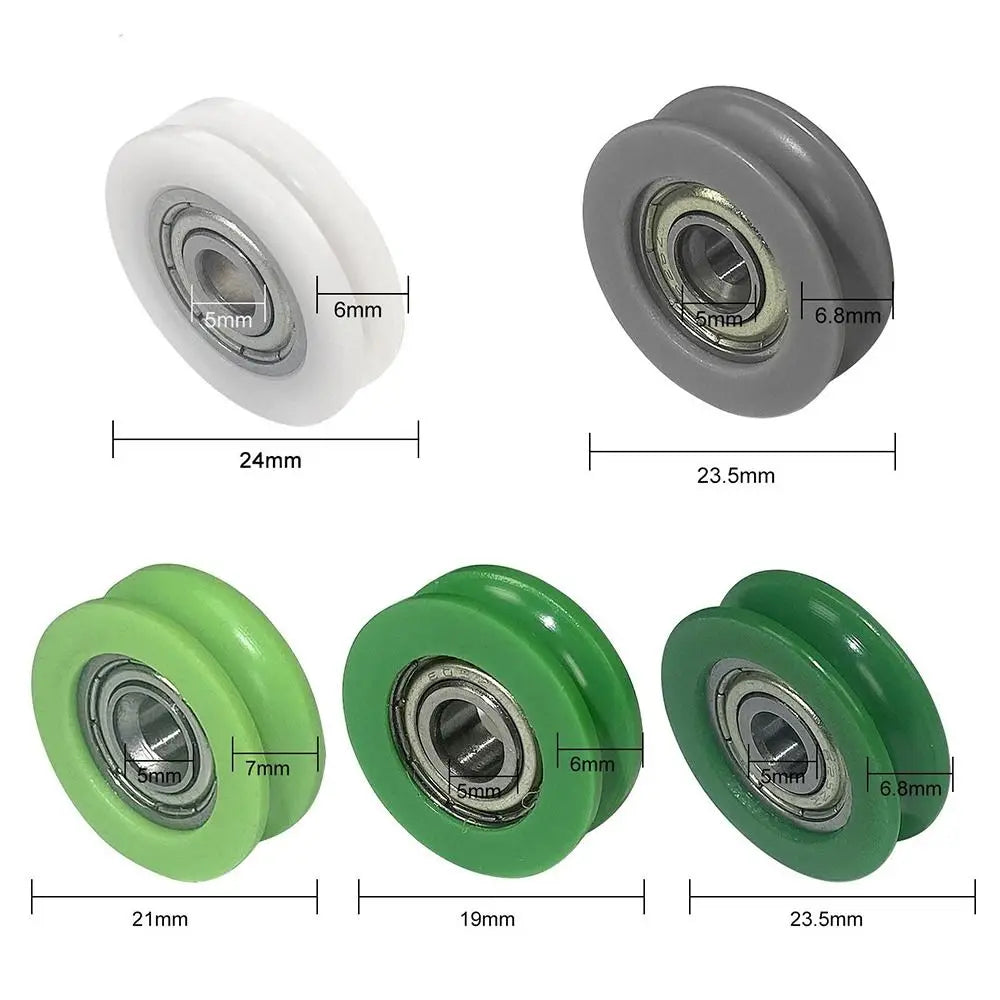10Pcs 5mm U-Groove Guide Pulley Nylon POM Stainless Steel Wheels
