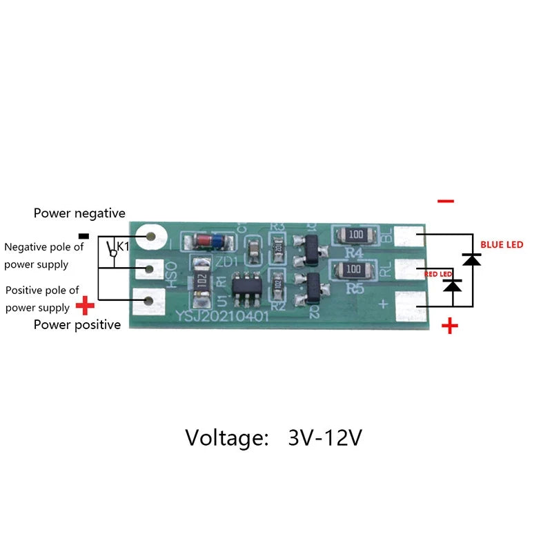 3–12V Red Blue Flashing LED Module for Bikes & Car Models