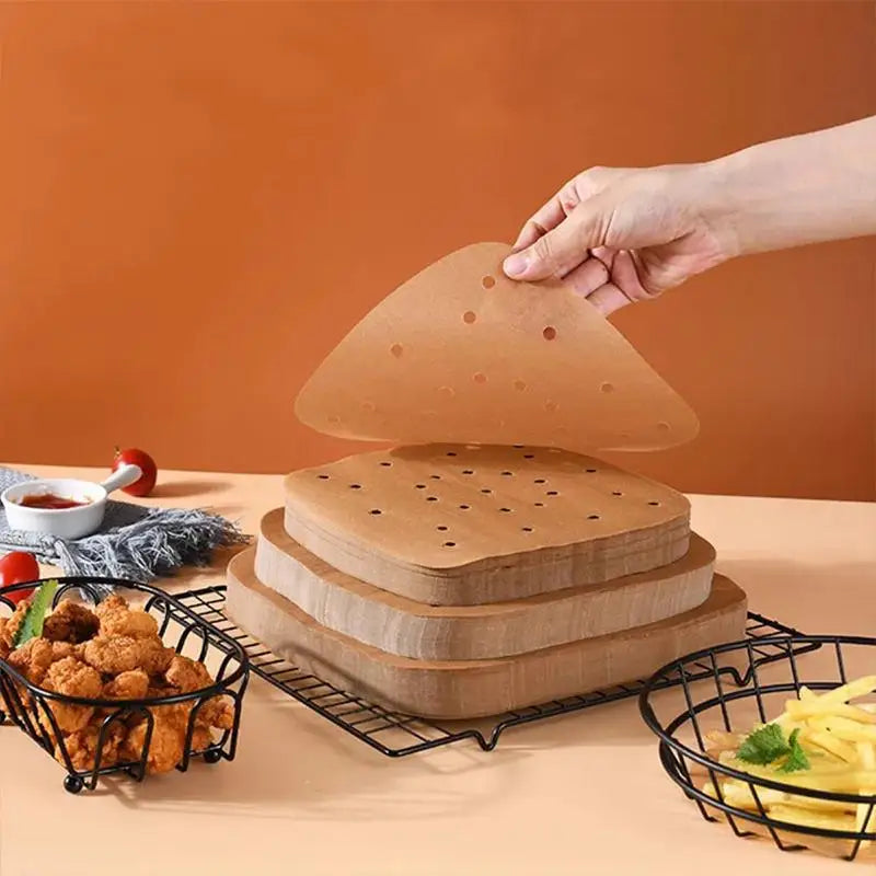 Square Air Fryer Parchment Liners Non-Stick – 100 Sheets