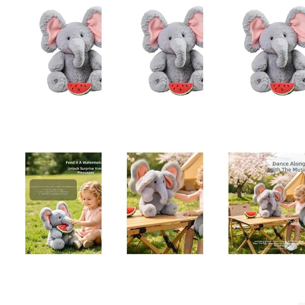 Musical Elephant Plush Toy | Voice Repeat & Feeding Play