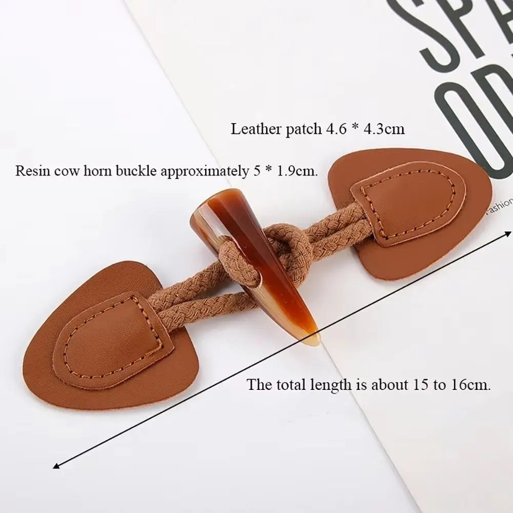 Vintage Horn Buckle PU Leather Sew-On Buttons for Coats & Bags