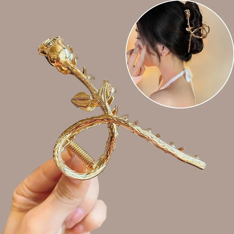 Women's Gold Geometric Metal Hair Claw Clip – Vintage Style