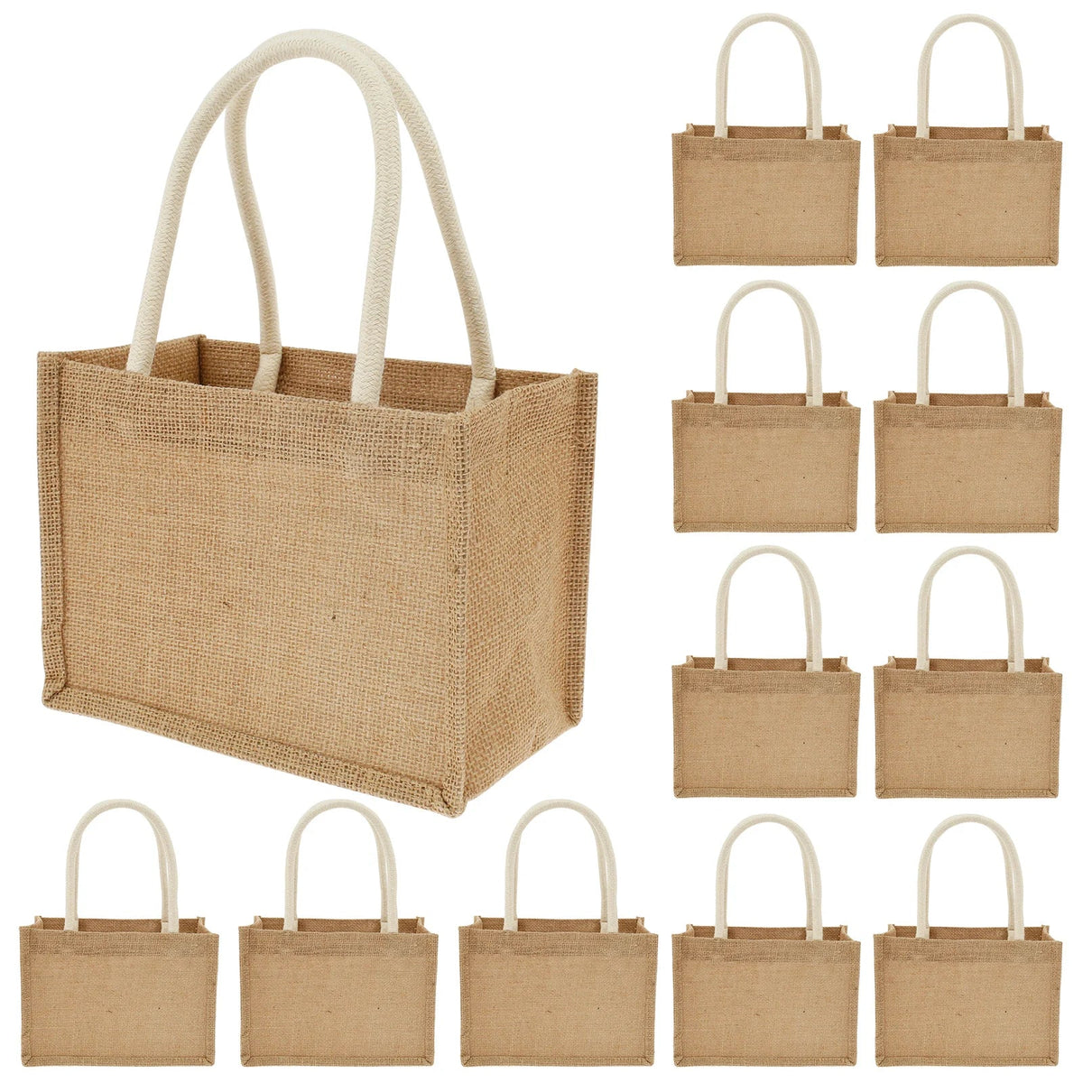 Mini Burlap Tote Bags 12-Pack – Reusable Jute Gift Bags