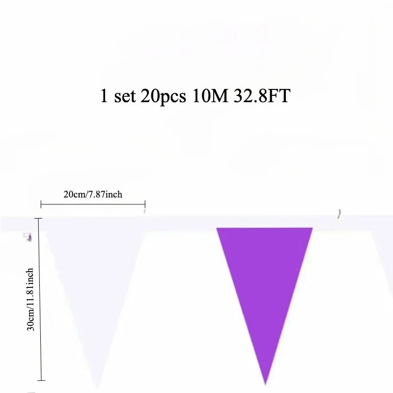 32Ft Purple & White Triangle Pennant Bunting Banner | Party Decor