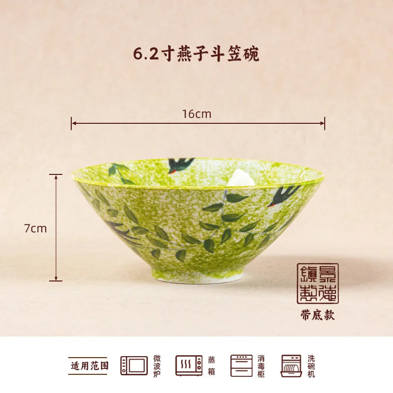 Jingdezhen Handmade Ceramic Bamboo Hat Bowl – Underglaze Color