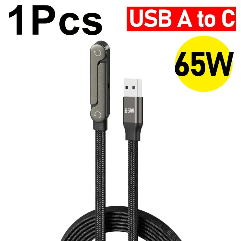 240W USB-C Fast Charging Cable with Folding Phone Stand