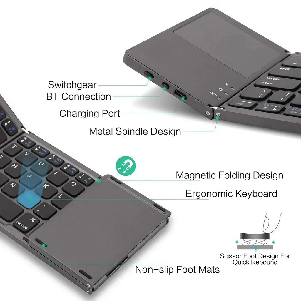 STONEGO Foldable Bluetooth Keyboard with Touchpad | Travel