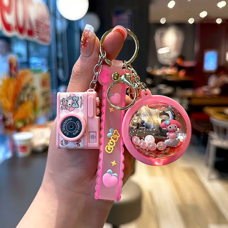 Sanrio Kuromi Hello Kitty Liquid Sand Oil-Filled Keychain Charm
