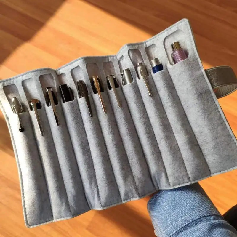 Felt Roll-Up Pen Case – 12-Slot Portable Pen Organizer