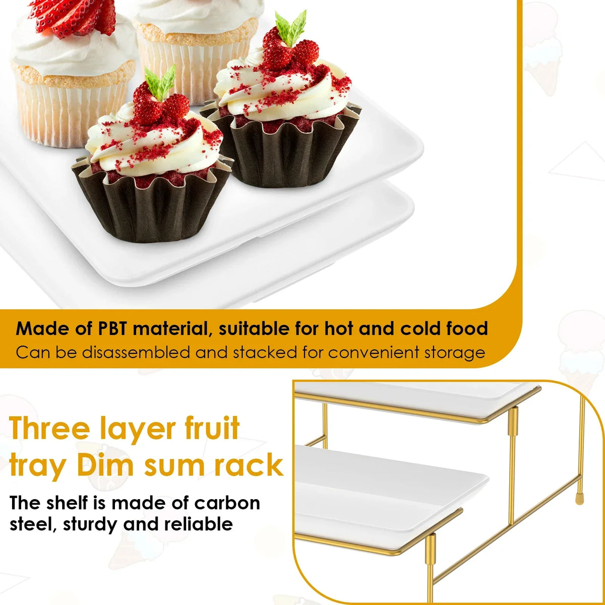 3-Tier Metal Serving Stand – Dessert & Cupcake Display Tray
