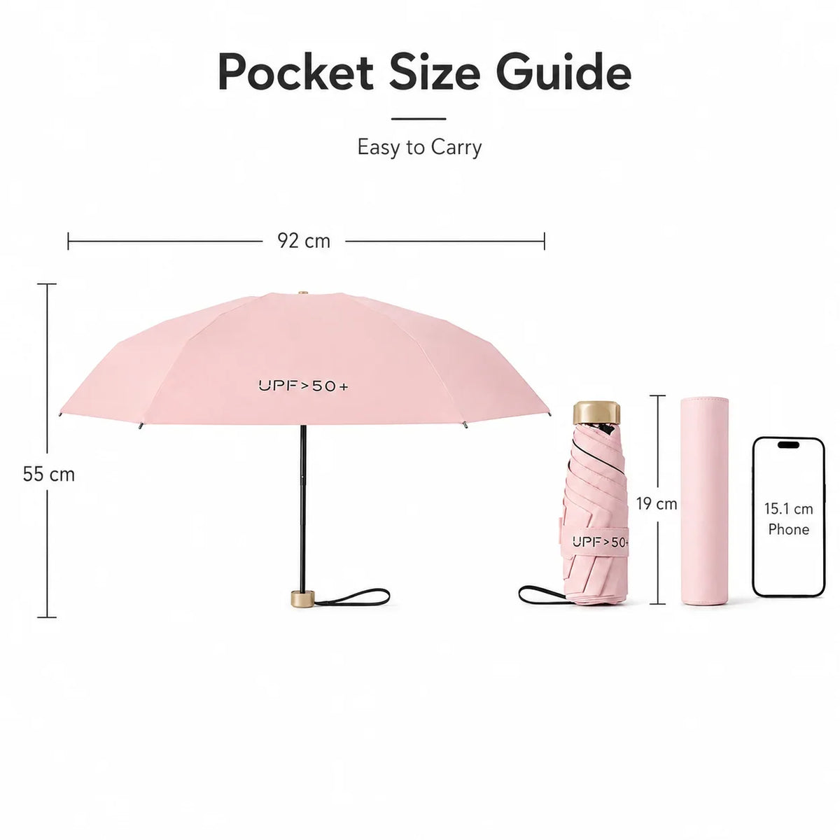 Nixie UPF50 Mini 5-Fold Portable Umbrella – Sun & Rain Parasol