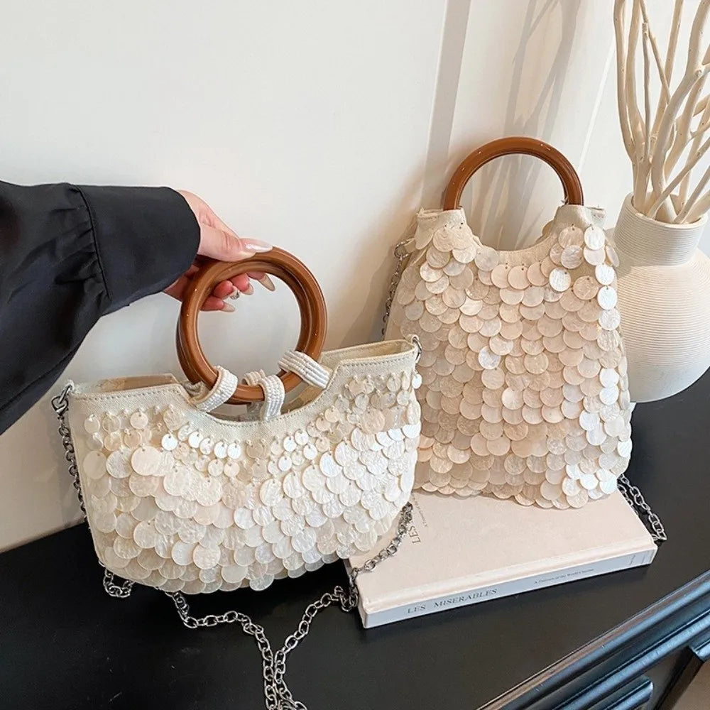 Woven Seashell Crossbody Bag | Beaded Mermaid Style Purse