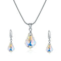 Water Drop Crystal Necklace & Earrings Set | AB White Glass