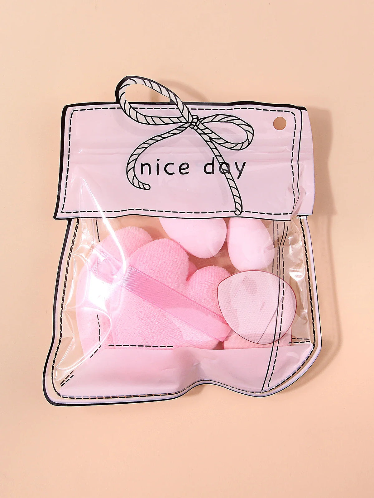 6-Piece Heart Shape Makeup Puff Set with Storage Bag