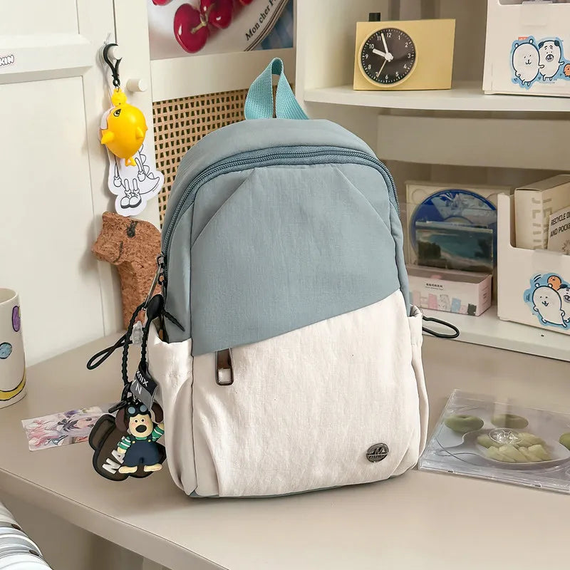 Contrast Color Nylon Backpack & Crossbody Chest Bag – Unisex