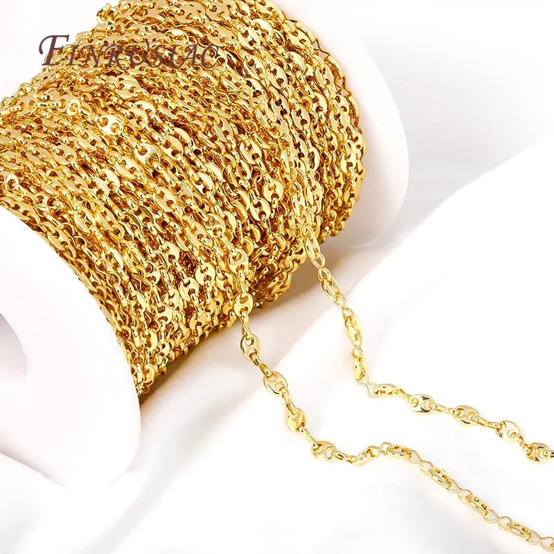 18K Gold Plated Pig Nose Chain – DIY Necklace & Bracelet Bulk