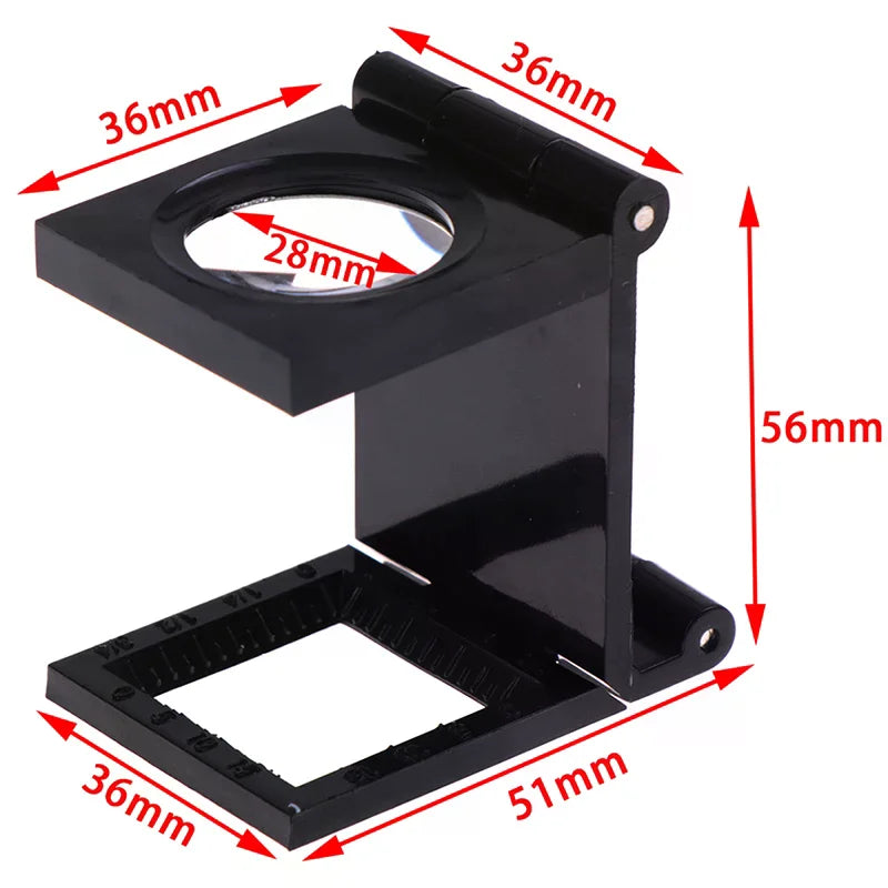 10X Folding Loupe Magnifier with Scale – 28mm Optical Lens