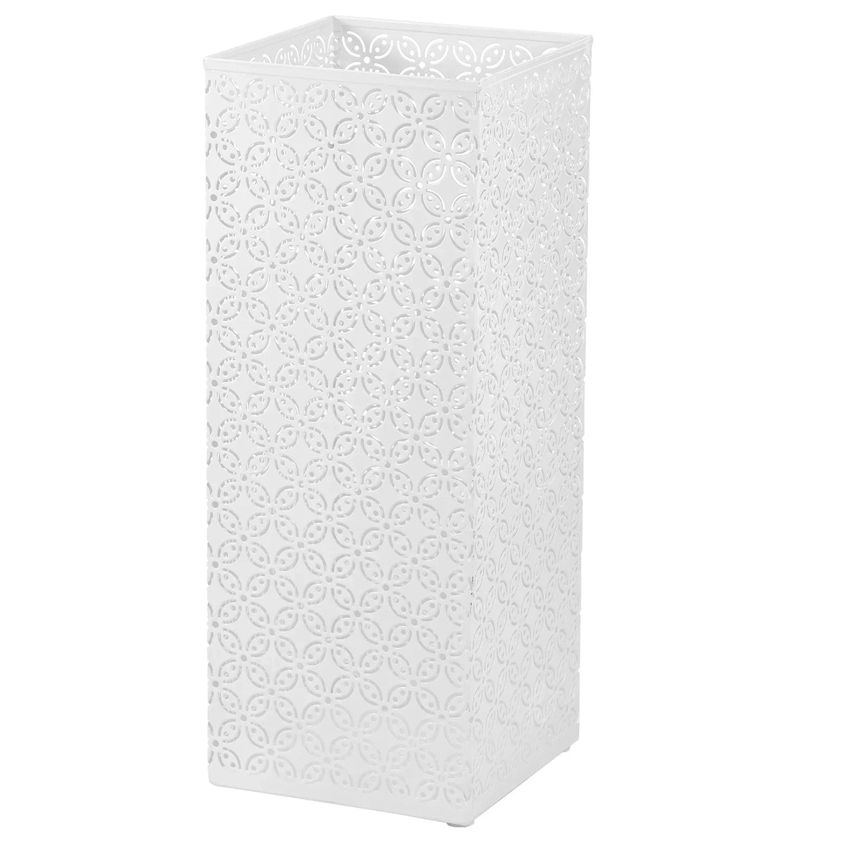 Square Metal Umbrella Stand – Floral Cut-Out Entryway Holder