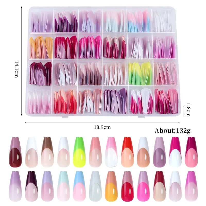 288 Pcs Press On Nails – Colorful Mixed Oval & Square Full Cover Tips