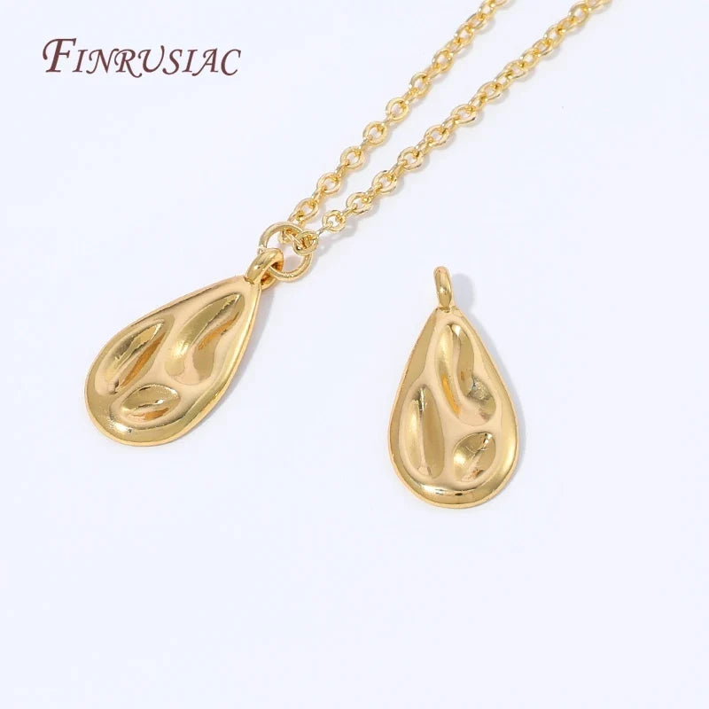 18K Gold Plated Teardrop Charms | Brass Water Drop Pendants