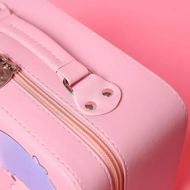 Sanrio Kawaii Makeup Bag with Mirror – Extra Large PU Leather